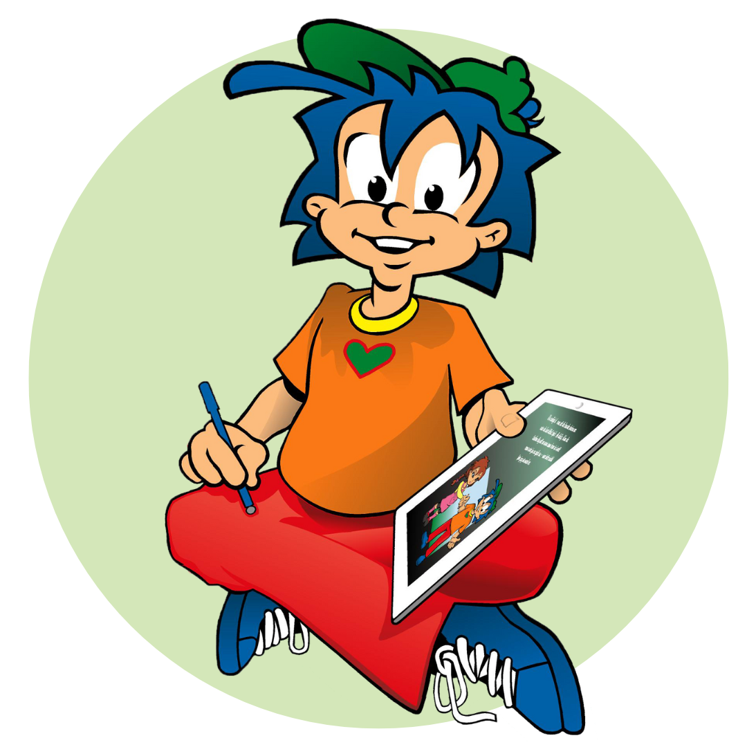 Rafiki sitter med sin iPad och en penna